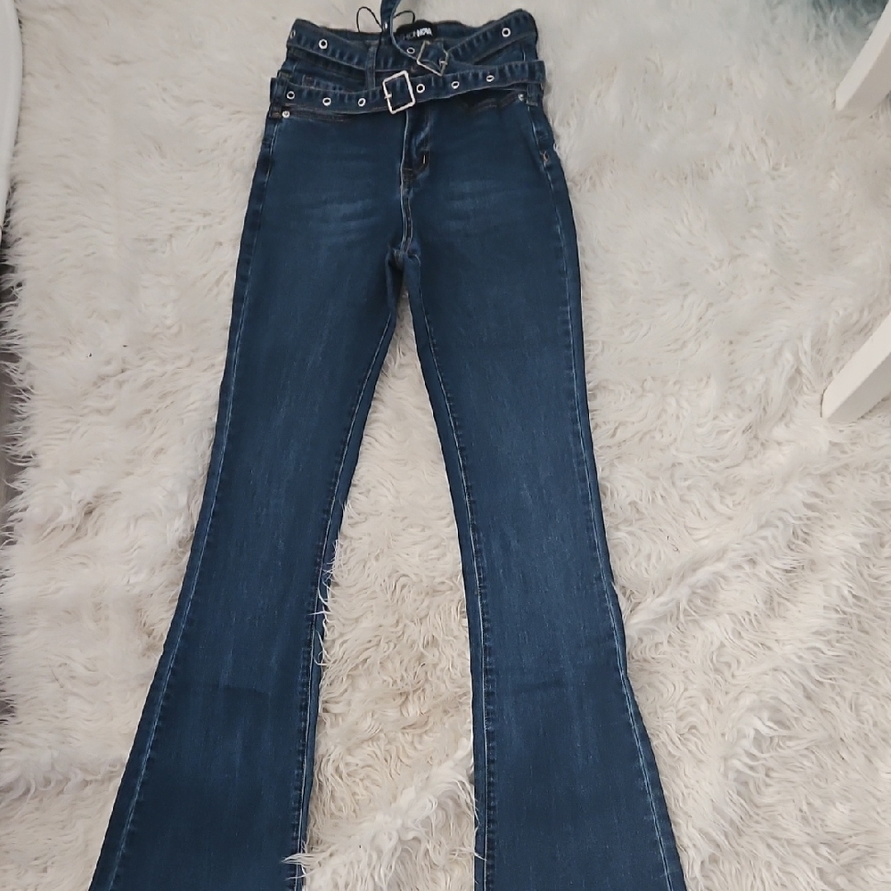 Fashion Nova Dark Blue Flare Jeans